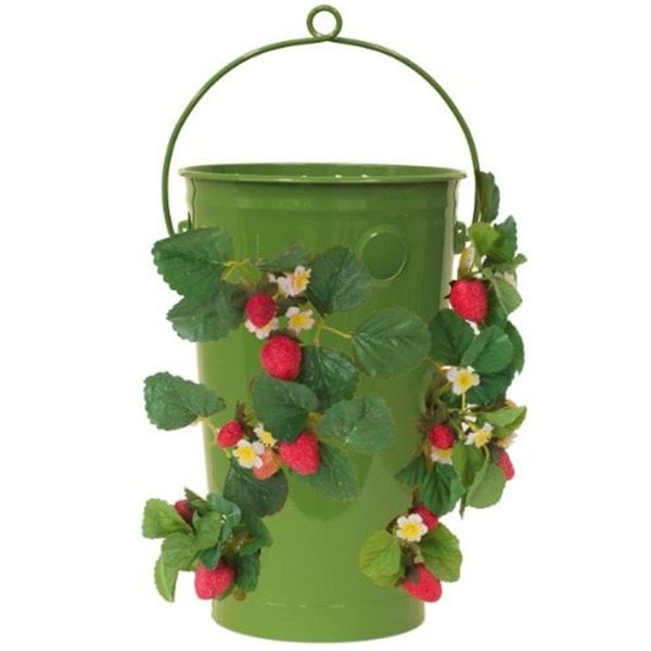 Next2Nature 19.5 x 10 in. Enameled Galvanized Strawberry & Flower Planter, Sage NE2588654